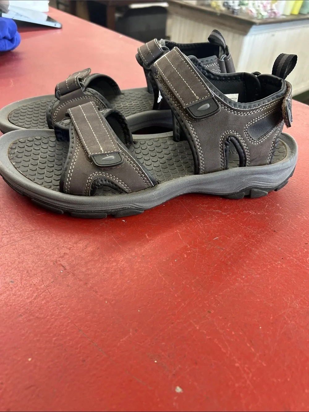 Khombu Men’s Brown Outdoor Velcro Strap Sandals